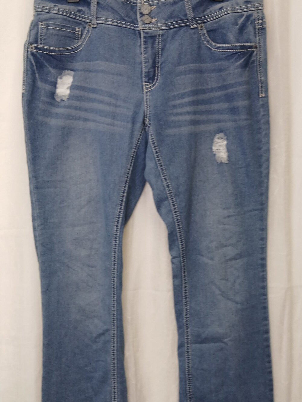 Faded Glory Blue Skinny Jeans with Distressed Detail